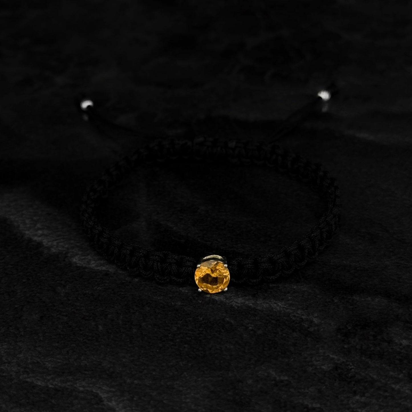 Pulsera Tejida de Lujo / Citrino Natural / Plata 925