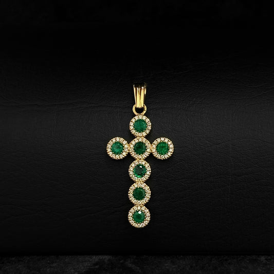 Dije Cruz Alta Joyería / Esmeraldas Colombianas / Diamantes / Oro 18K