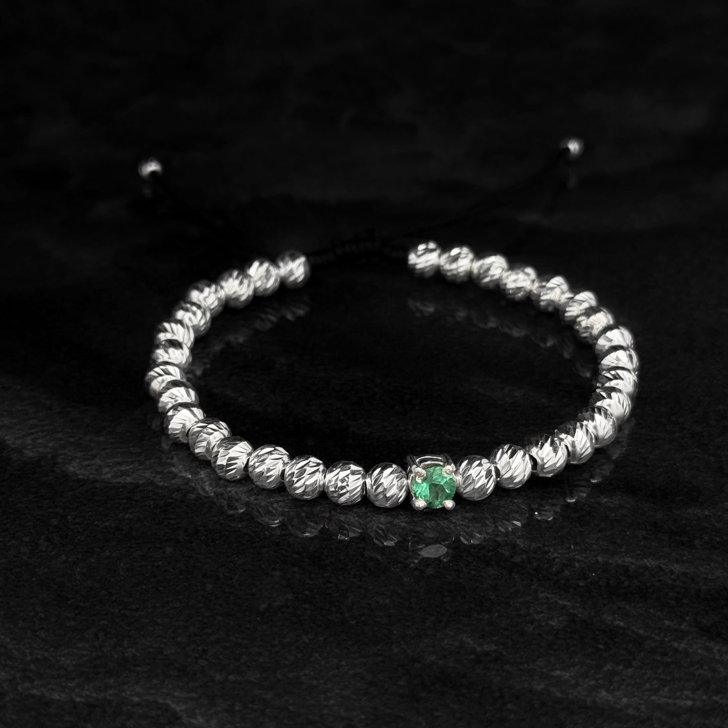 Pulsera Tejida de Lujo / Esmeralda Colombiana / Plata 925