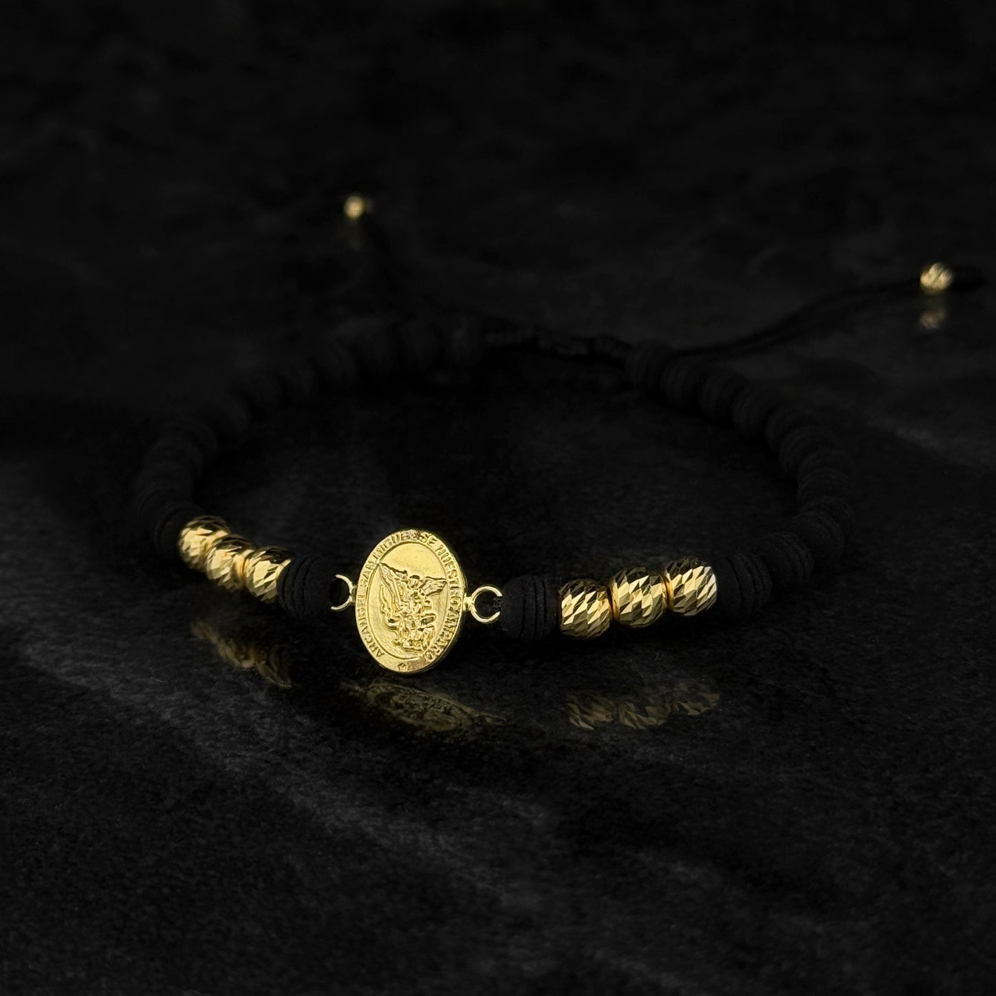 Pulsera Tejida de Lujo / San Miguel Arcángel / Oro 18K