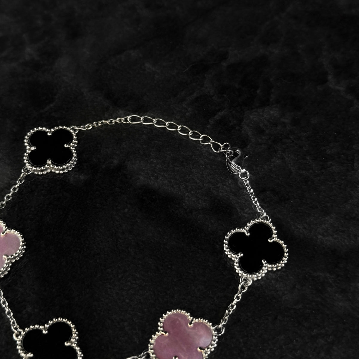 Pulsera Lucky Clover / Black Pearl / Plata 925