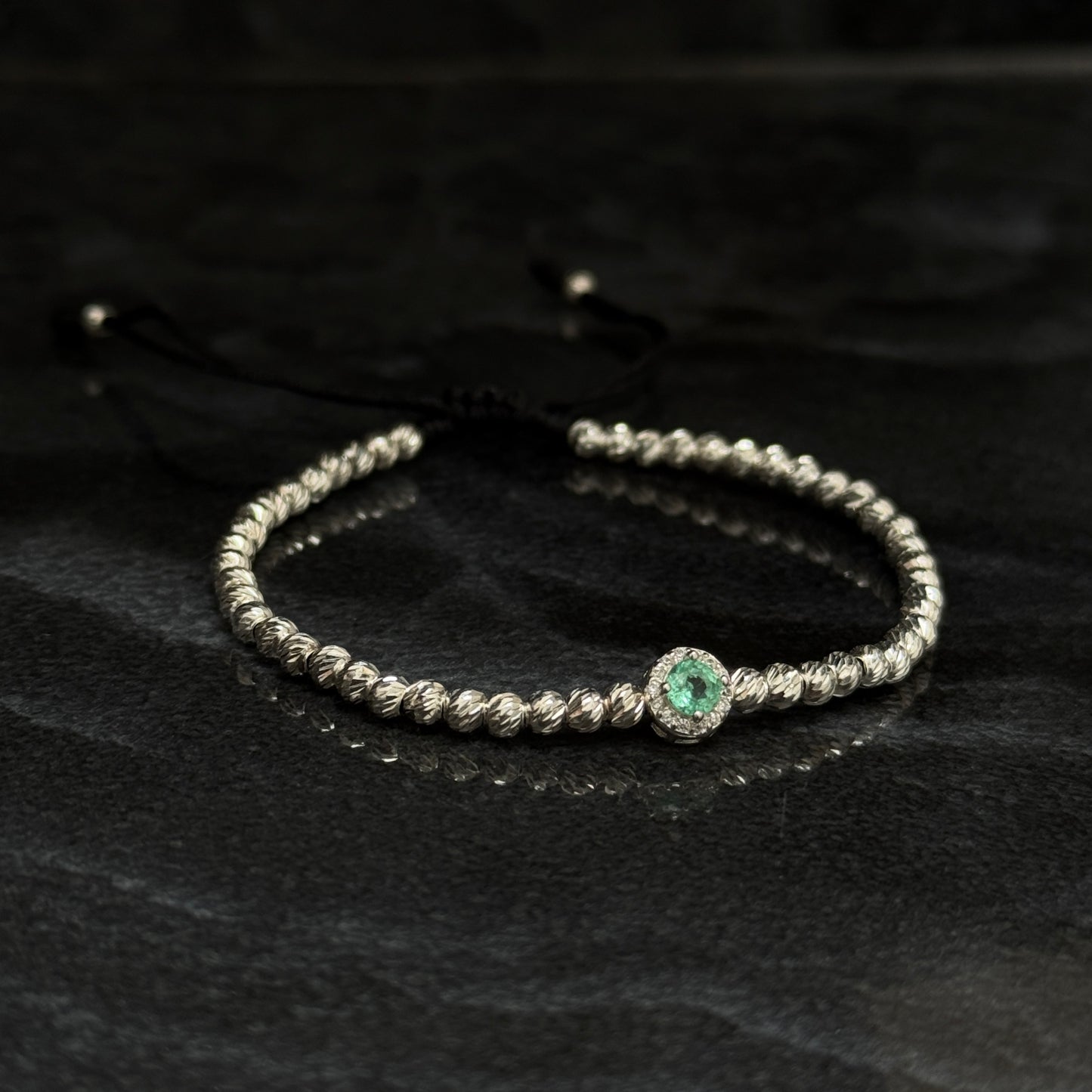 Pulsera Tejida / Esmeralda Colombiana / Plata 925