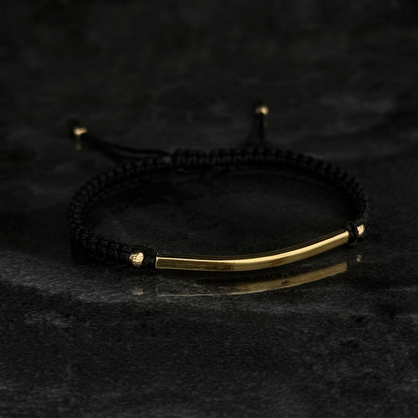 Pulsera Tejida de Lujo / Tubo & Balines Oro 18K