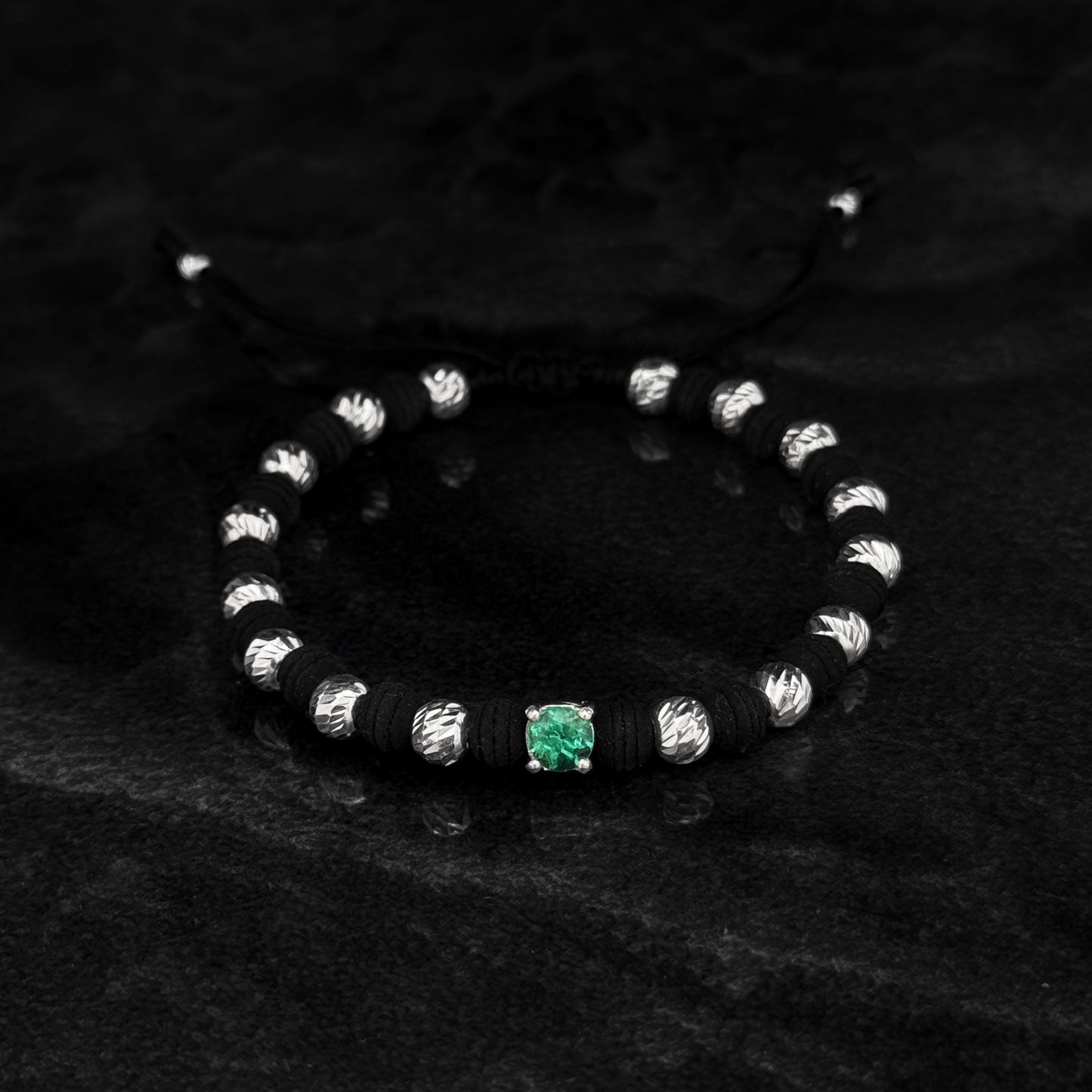 Pulsera Tejida de Lujo / Esmeralda Colombiana / Plata 925