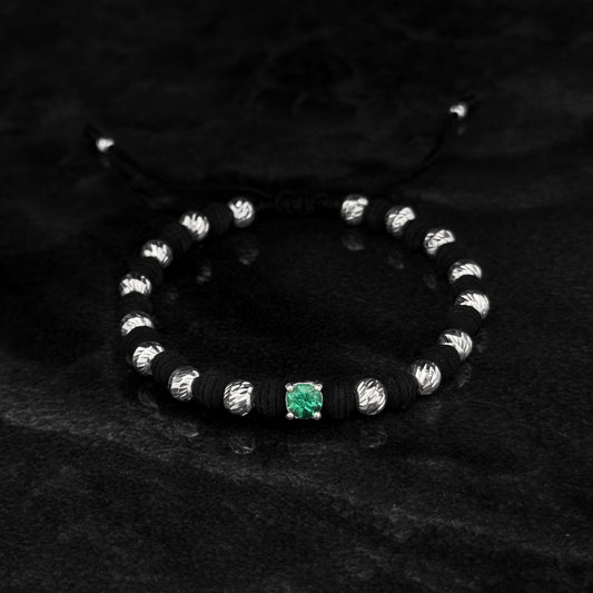 Pulsera Tejida de Lujo / Esmeralda Colombiana / Plata 925