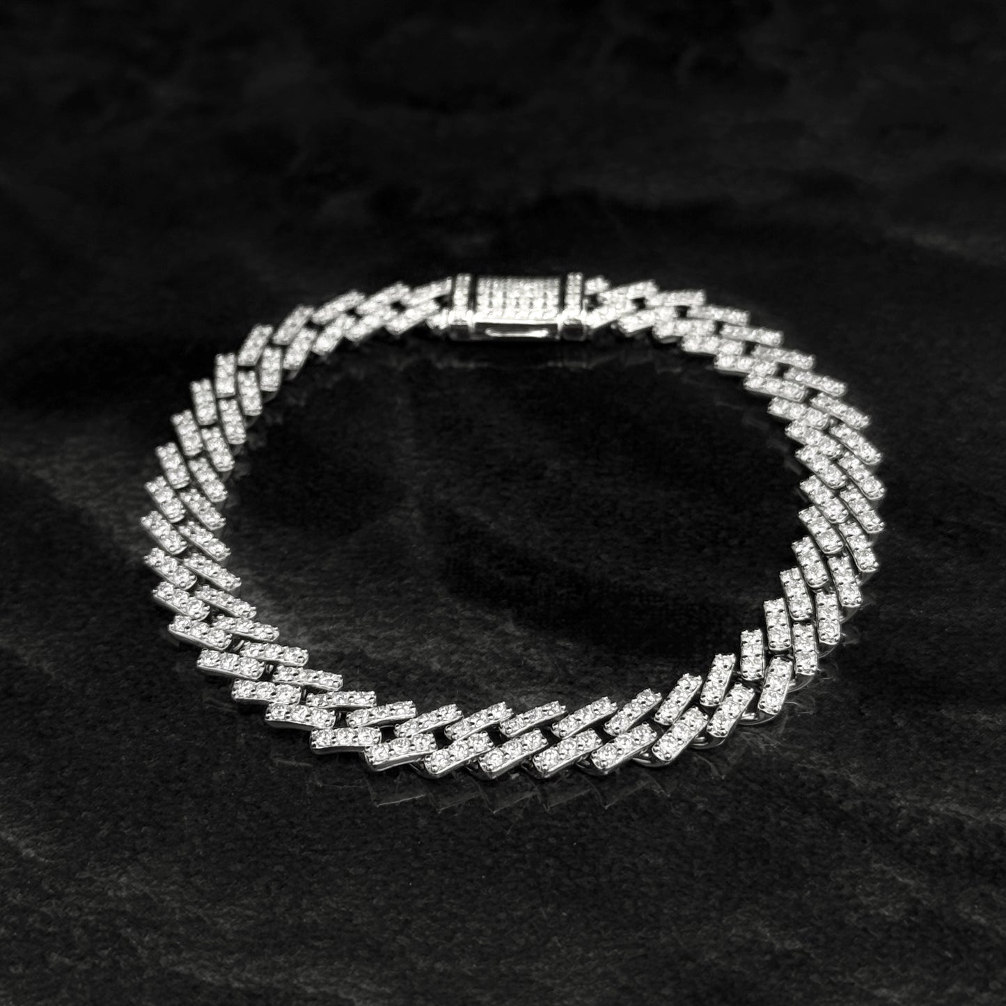 Pulsera Cubana Exclusiva 8mm / Moissanitas Lab / Plata 925