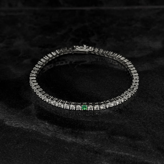 Pulsera Tenis 19cm x 3mm / Esmeralda Colombiana / Circones / Plata 925