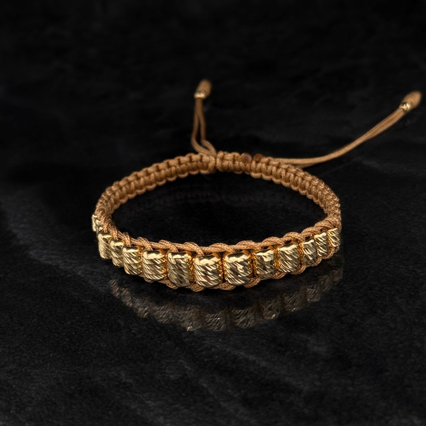Pulsera Tejida Exclusiva / Cilindros Oro 18K