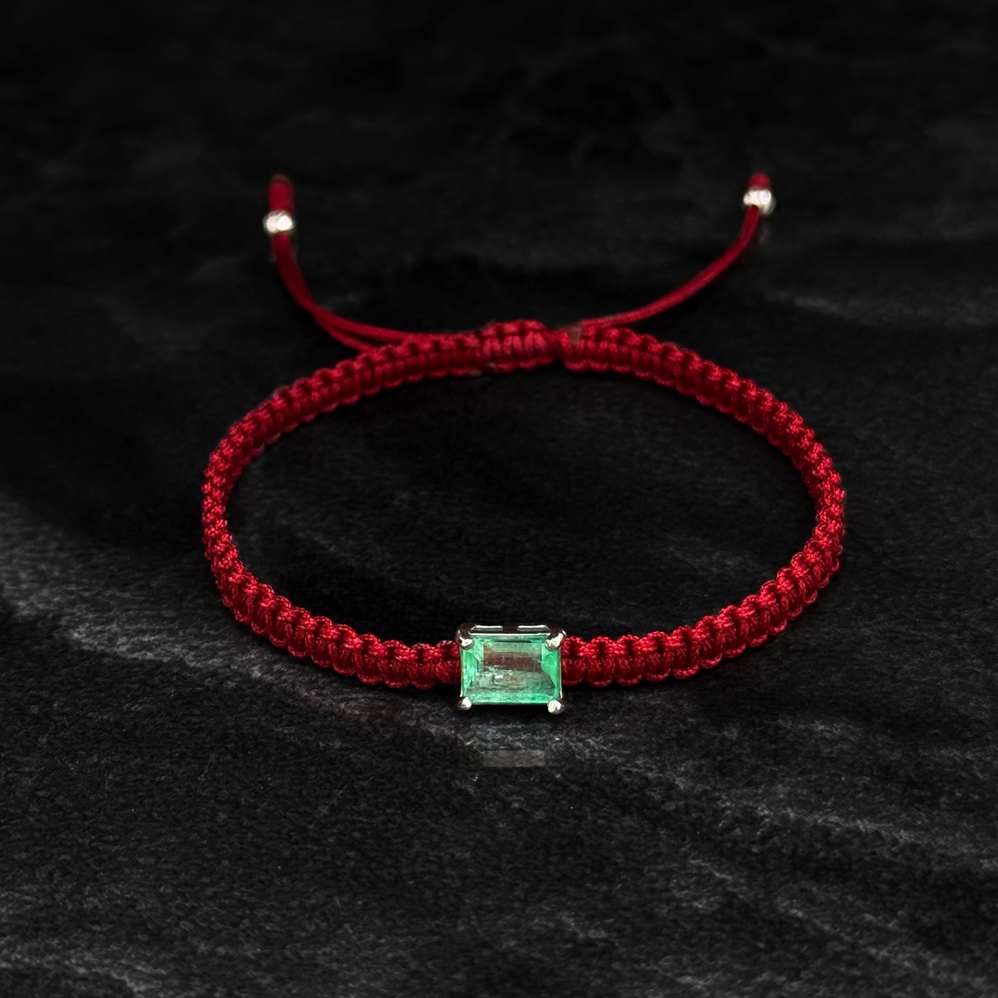 Pulsera Tejida de Lujo / Esmeralda Colombiana / Plata 925