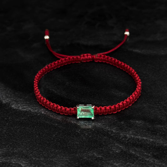 Pulsera Tejida de Lujo / Esmeralda Colombiana / Plata 925