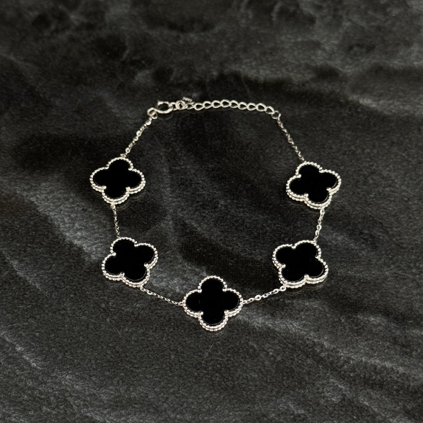 Pulso Lucky Clover / Black / Plata 925