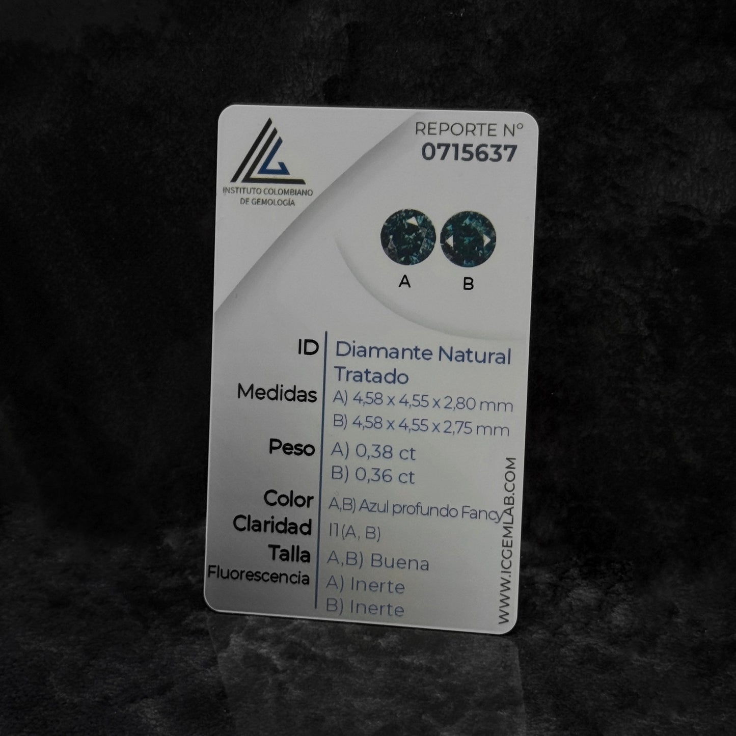 Topos de Lujo / Diamantes Azul Profundo Fancy Certificados / Oro 18K