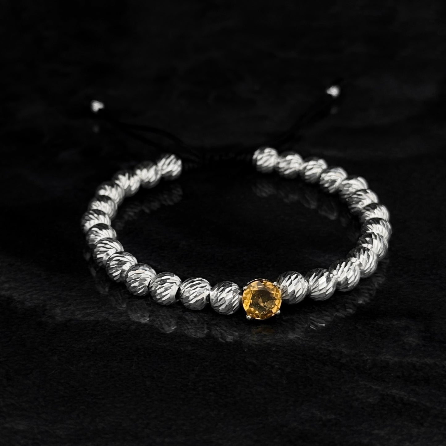Pulsera Tejida de Lujo / Citrino Natural / Plata 925