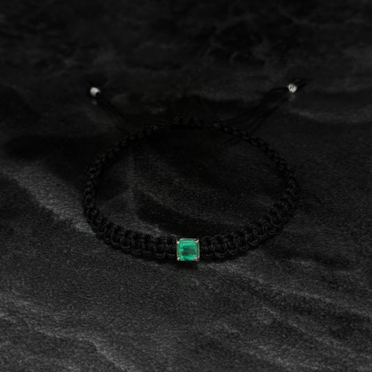 Pulsera Tejida / Esmeralda Colombiana / Plata 925