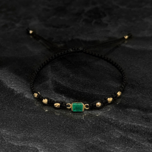 Pulsera Tejida / Esmeralda Colombiana / Oro 18K