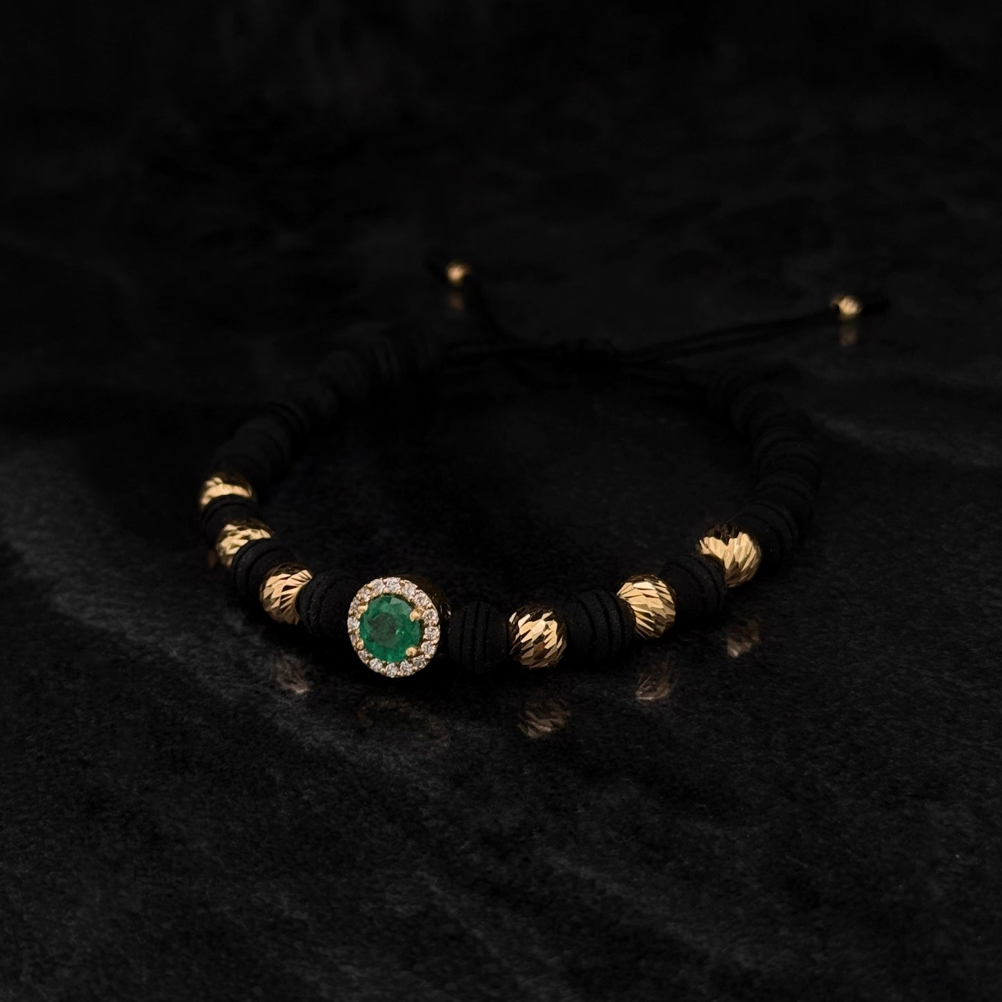 Pulsera Tejida de Alta Joyería / Esmeralda Colombiana / Diamantes Naturales / Oro 18K