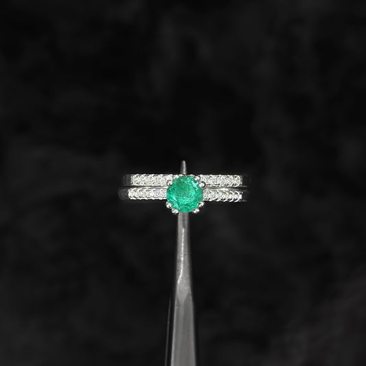 Set Anillo de Lujo #7 / Esmeralda Colombiana / Plata 925