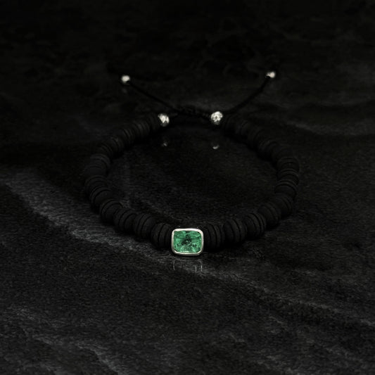 Pulsera Tejida Exclusiva / Esmeralda Colombiana / Plata 925