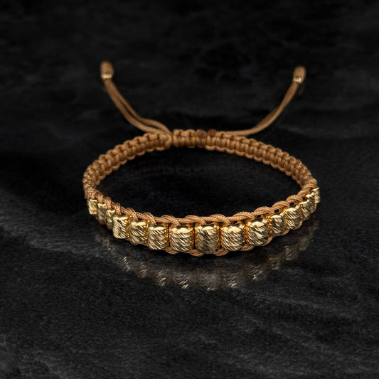 Pulsera Tejida Exclusiva / Cilindros Oro 18K