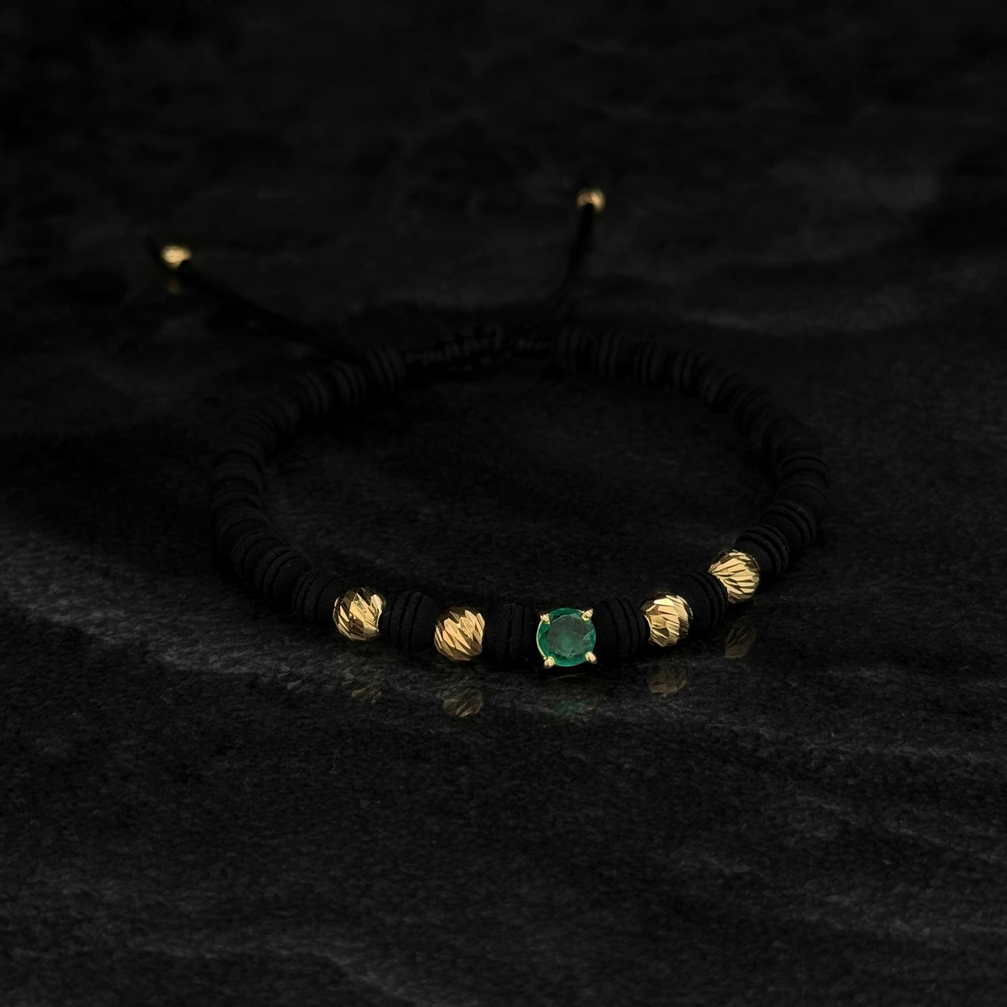 Pulsera Tejida Exclusiva / Esmeralda Colombiana / Oro 18K