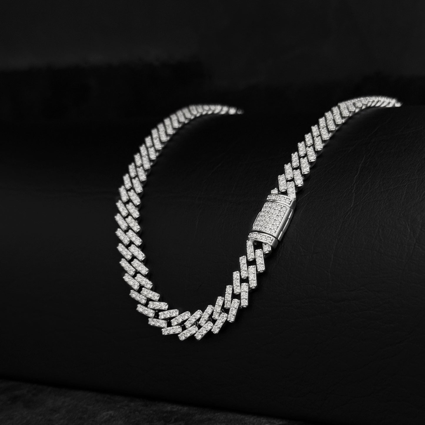 Cadena Cubana Exclusiva 8mm / Moissanitas Lab / Plata 925