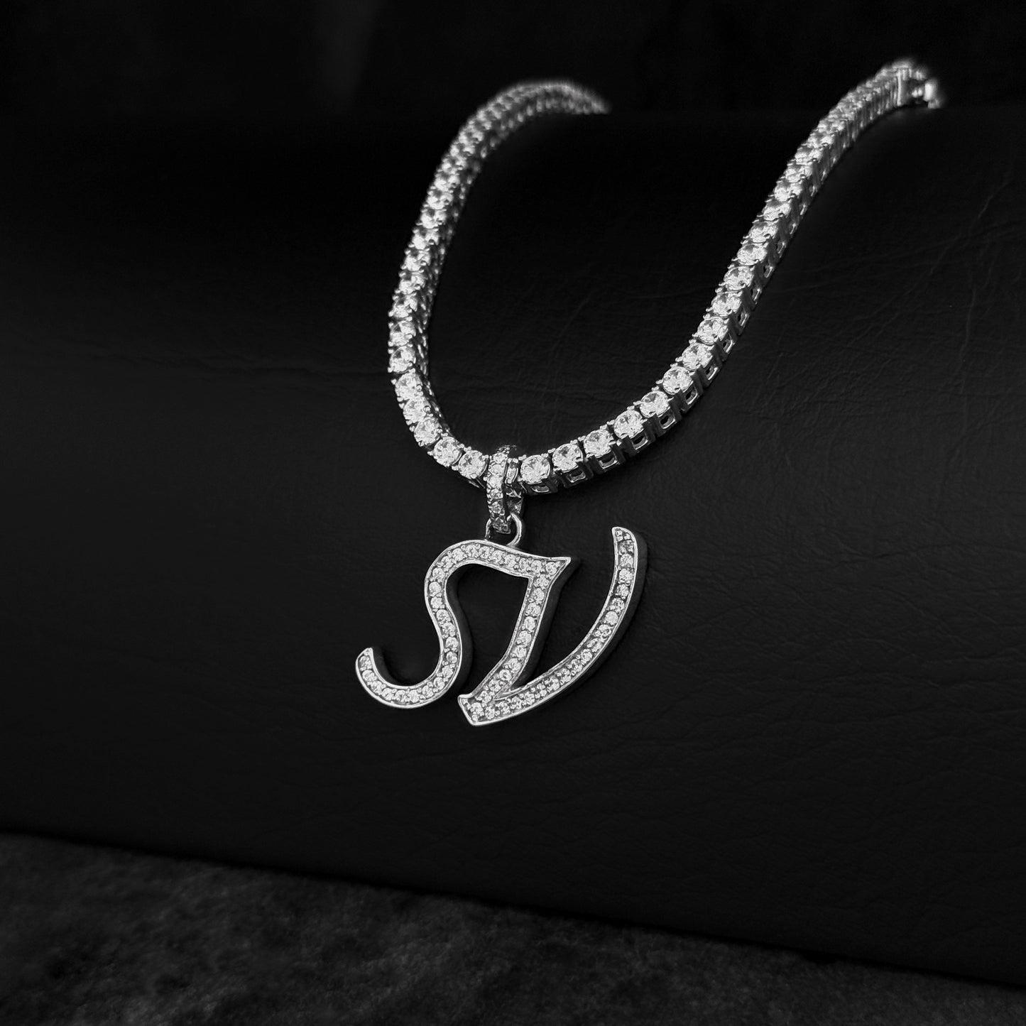 Set Cadena Tenis / Dije Personalizado / Moissanitas / Plata 925