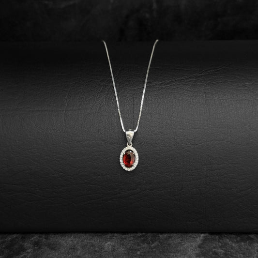 Cadena Veneciana / Dije Granate Certificado / Plata 925