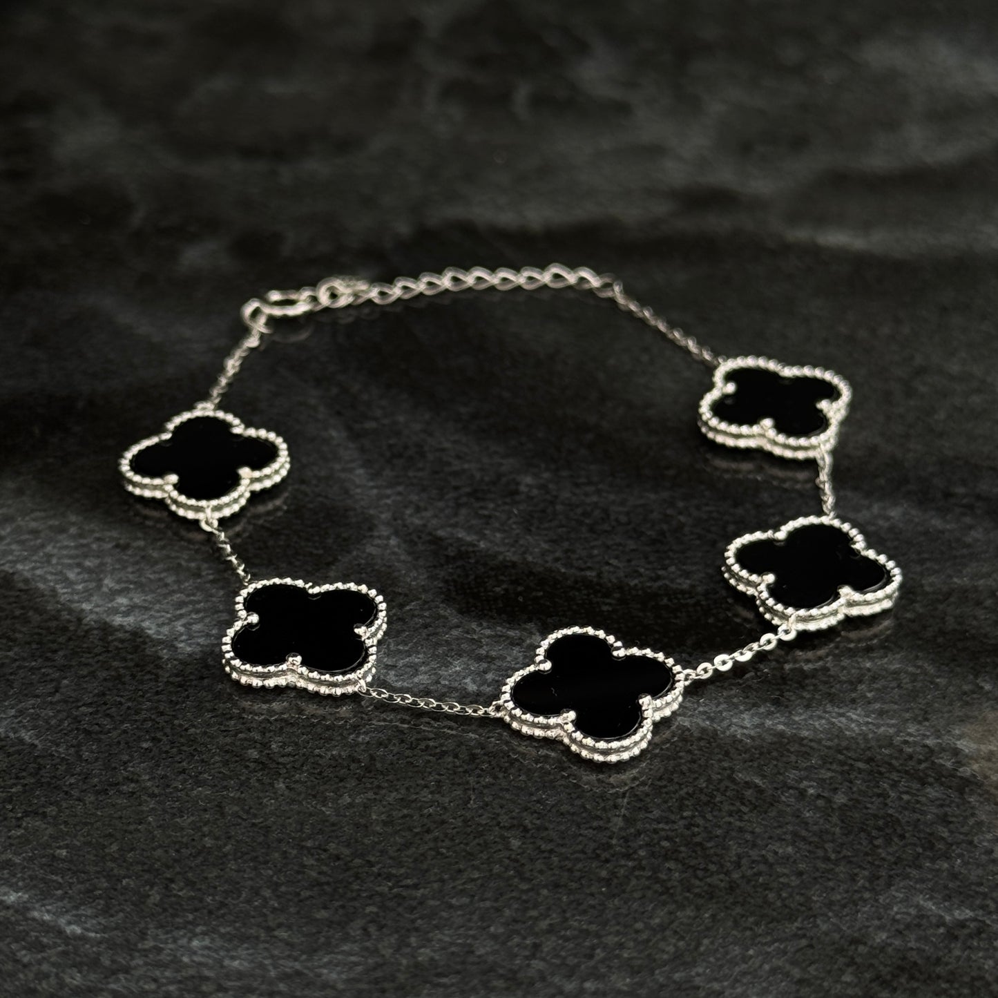 Pulso Lucky Clover / Black / Plata 925