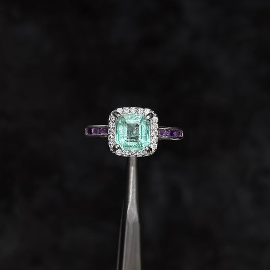 Anillo de Lujo #7 / Esmeralda Colombiana / Plata 925