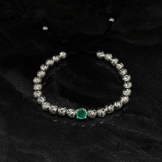 Pulsera Tejida / Esmeralda Colombiana / Plata 925