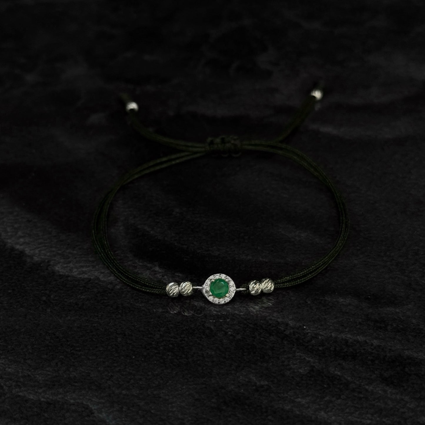 Pulsera Tejida / Esmeralda Colombiana / Plata 925