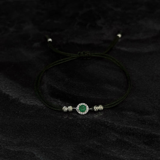 Pulsera Tejida / Esmeralda Colombiana / Plata 925
