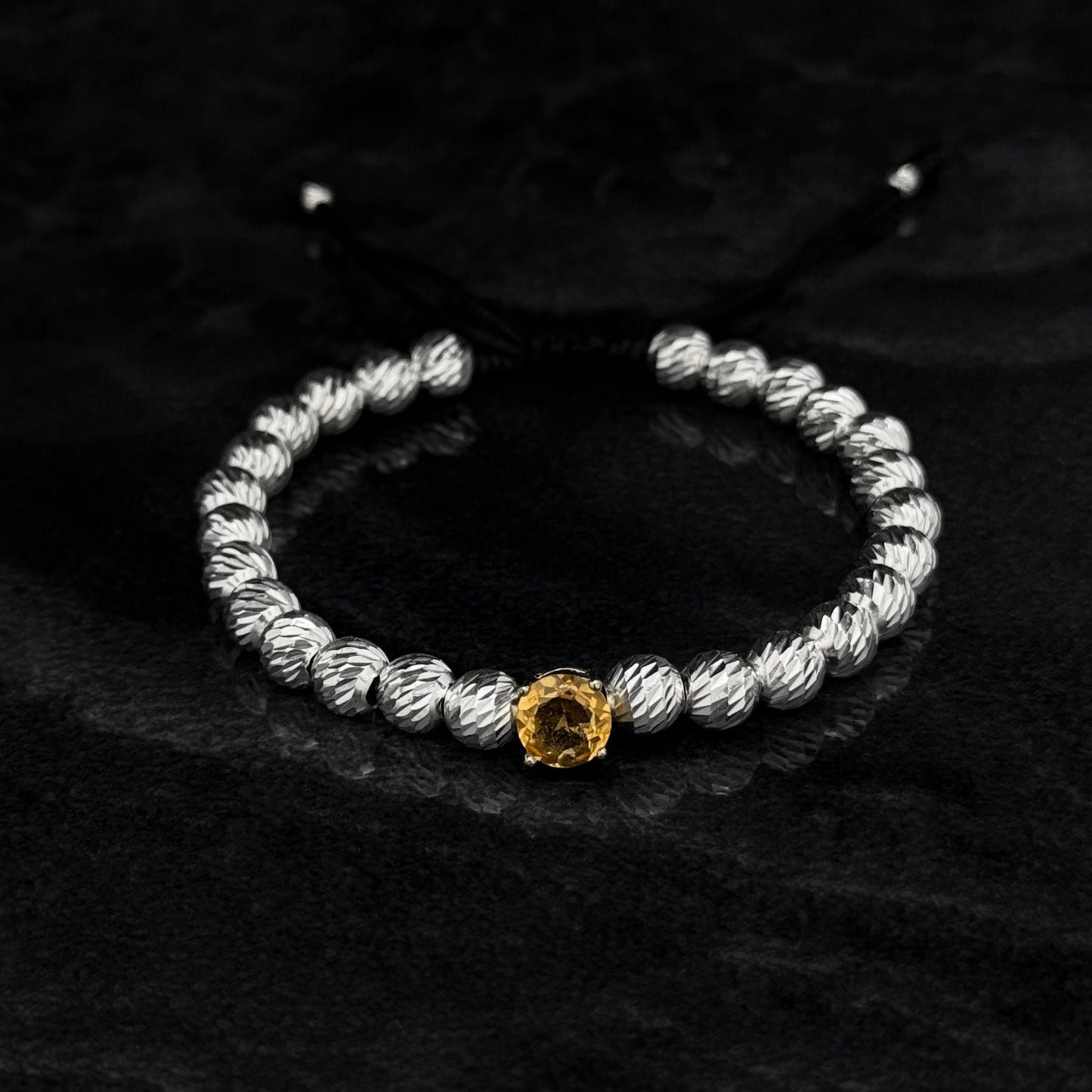 Pulsera Tejida de Lujo / Citrino Natural / Plata 925
