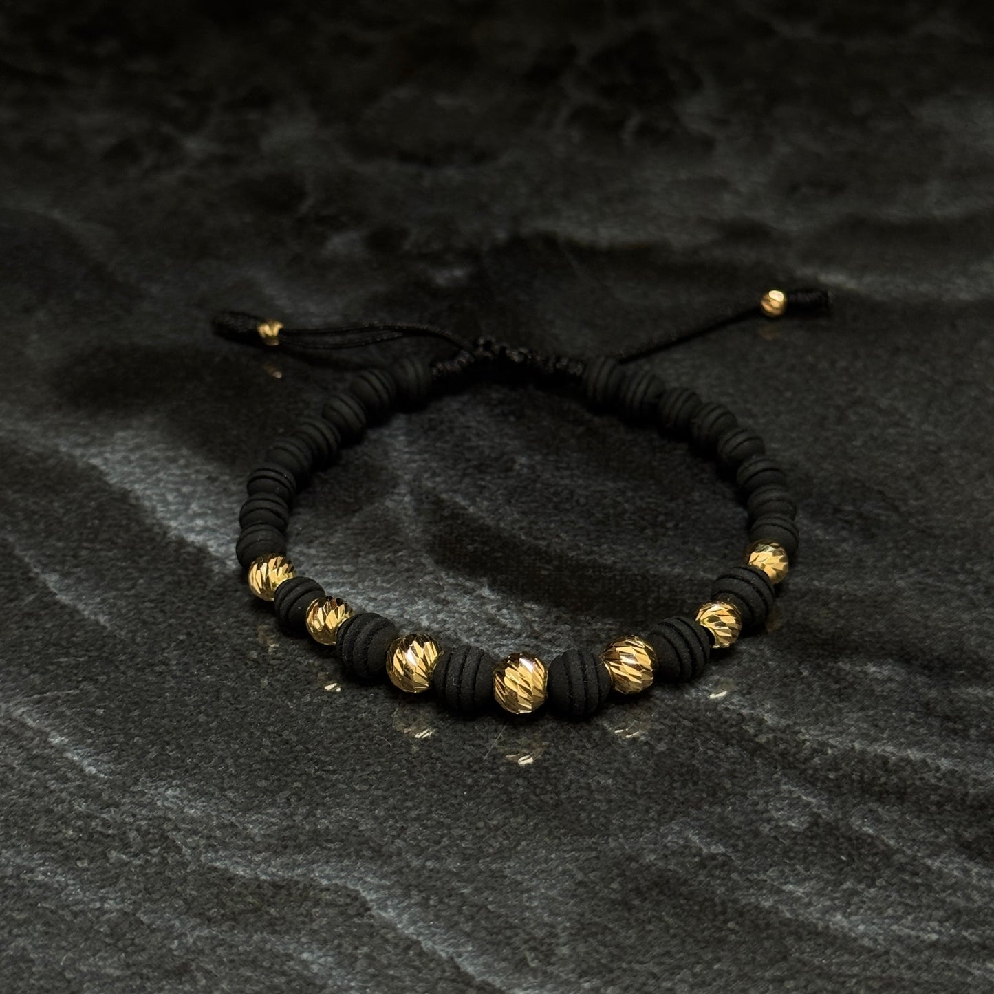 Pulsera Tejida / Balines Oro 18K