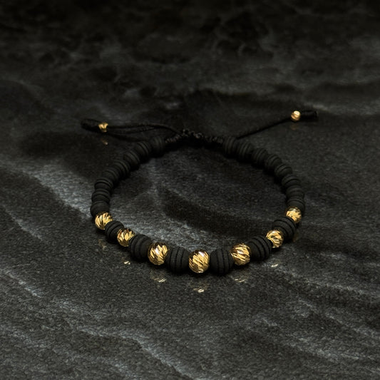 Pulsera Tejida / Balines Oro 18K