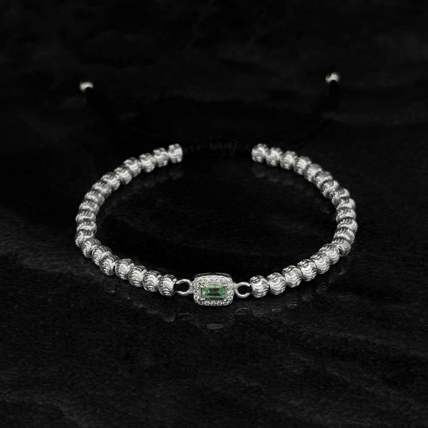 Pulsera Tejida de Lujo / Esmeralda Colombiana / Plata 925