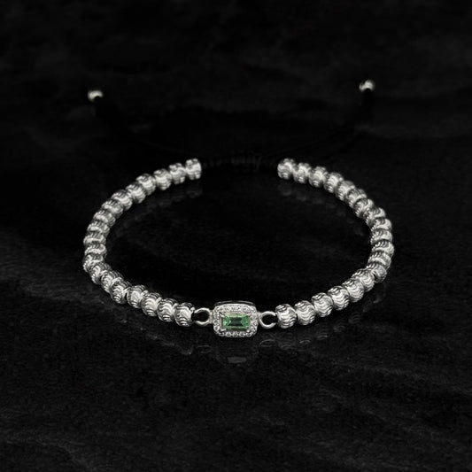 Pulsera Tejida / Esmeralda Colombiana / Plata 925
