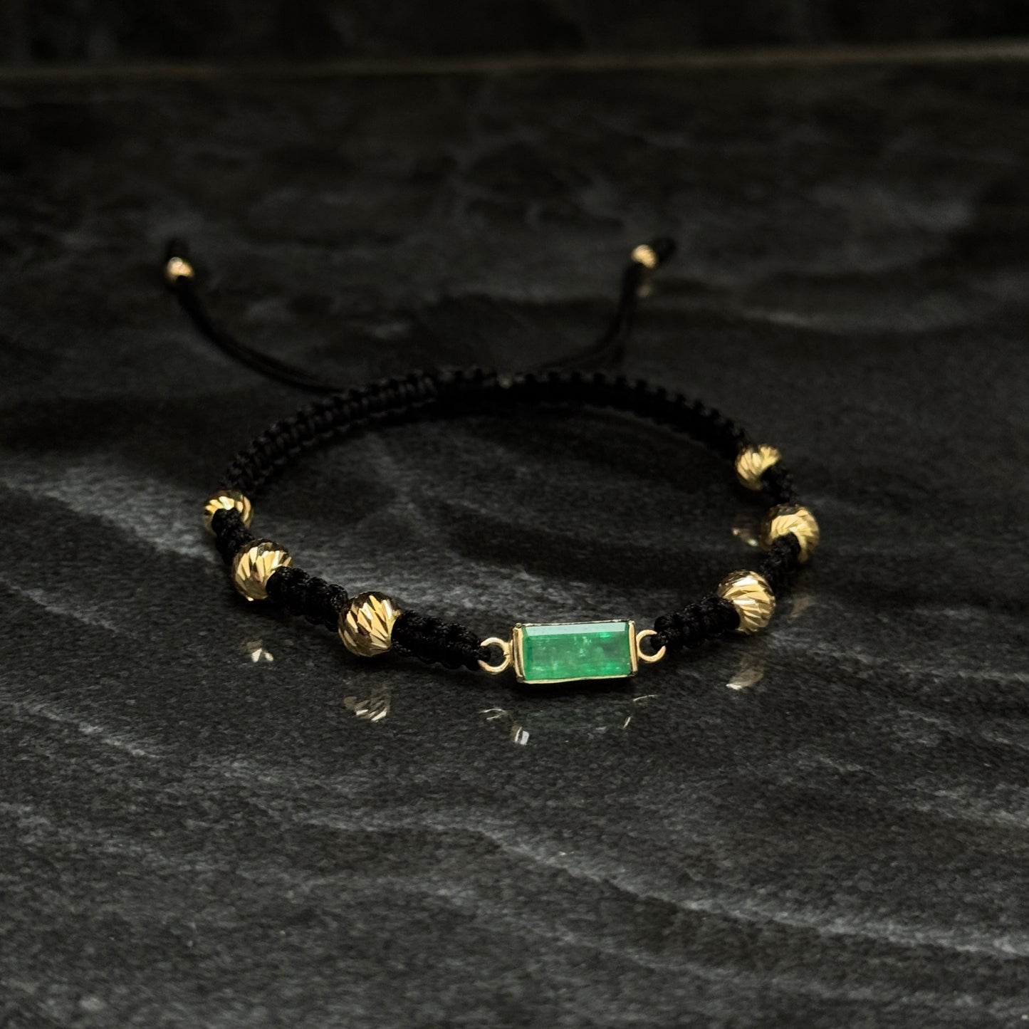 Pulsera Tejida / Esmeralda / Oro 18K