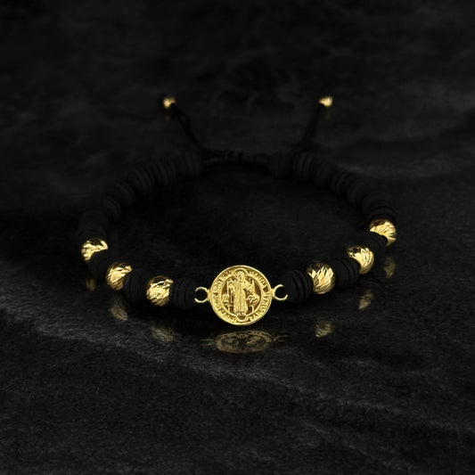 Pulsera Tejida de Lujo / San Benito / Oro 18K