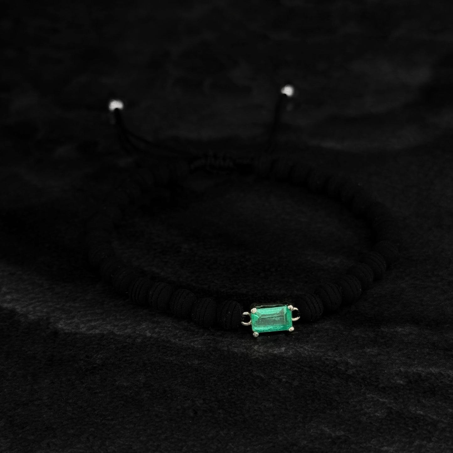 Pulsera Tejida de Lujo / Esmeralda Colombiana Certificada / Oro Blanco 18K