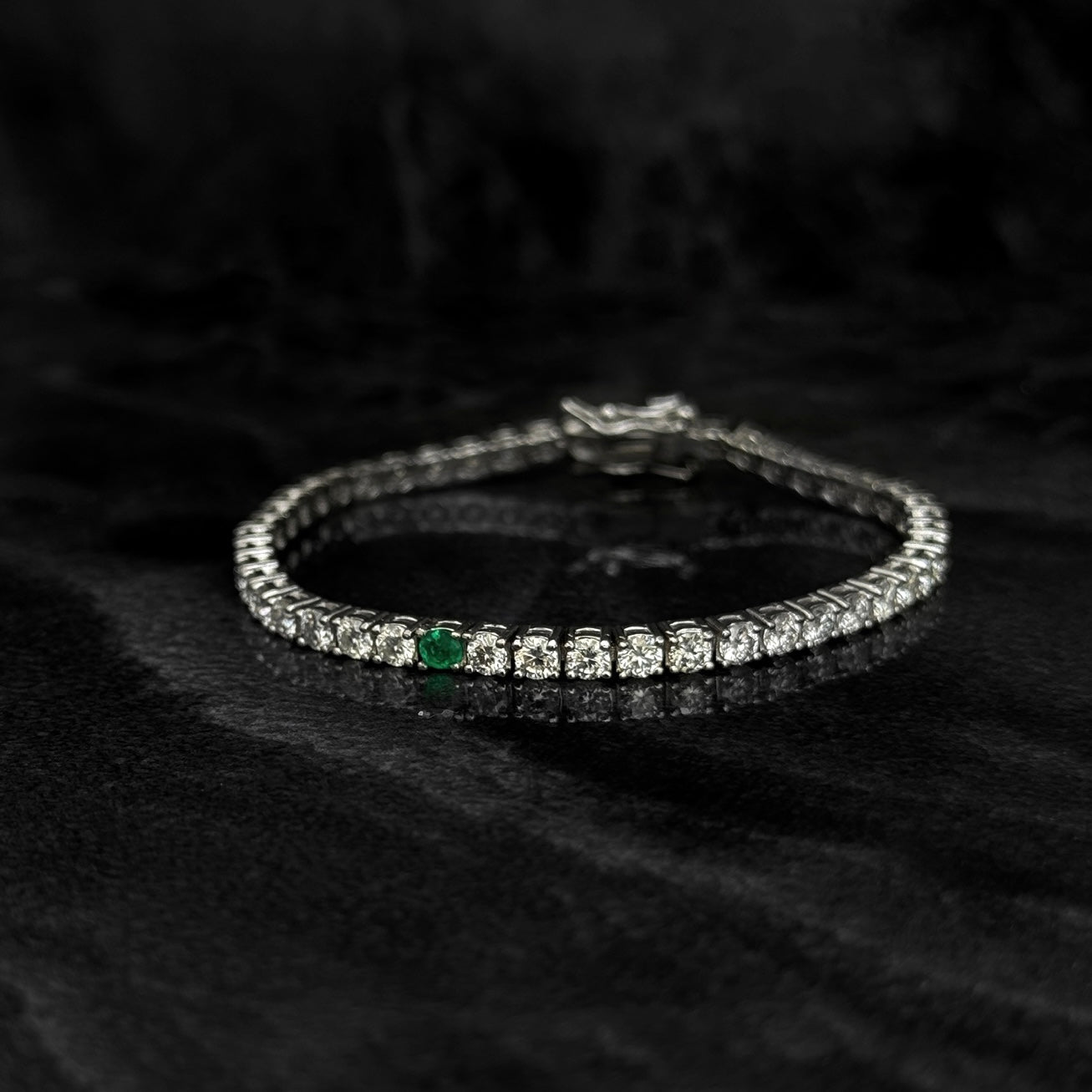 3mm Tennis Bracelet / Moissanites / Emerald / 925 Silver