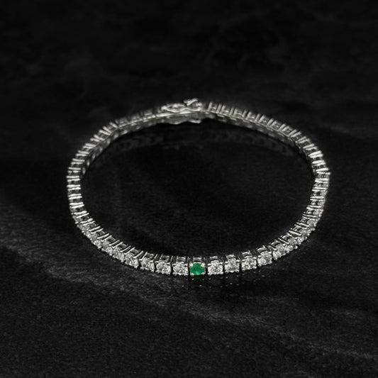 Pulsera Tenis 17.5cm x 3mm / Esmeralda Colombiana / Circones / Plata 925 (1)