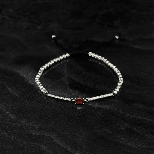 Pulsera Tejida / Granate Certificado / Plata 925