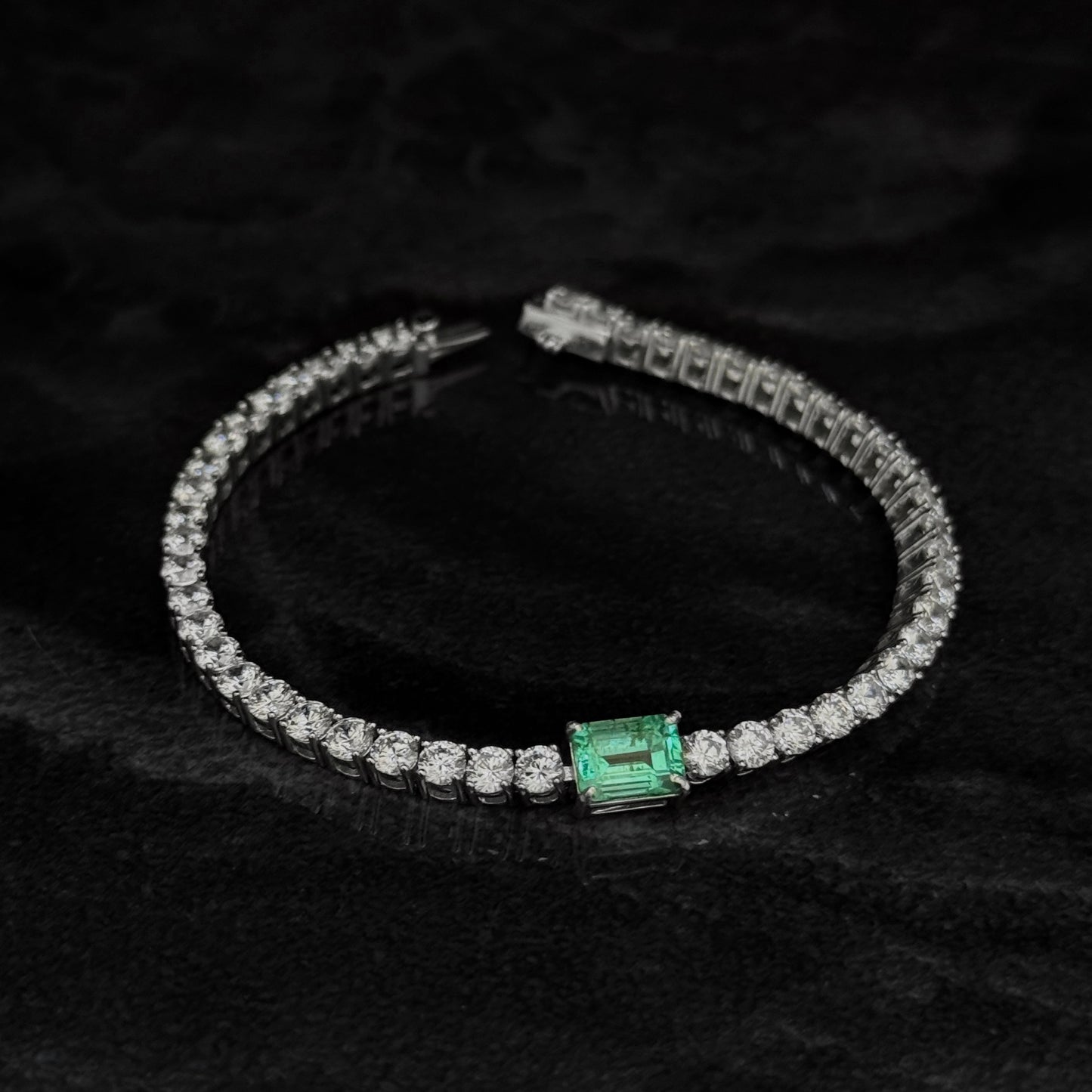Pulsera Tenis Exclusiva / Esmeralda Colombiana / Circones / Plata 925