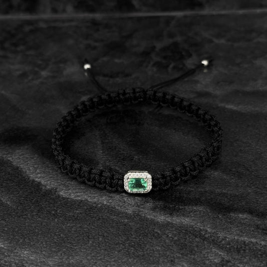 Pulsera Tejida / Esmeralda Colombiana / Plata 925