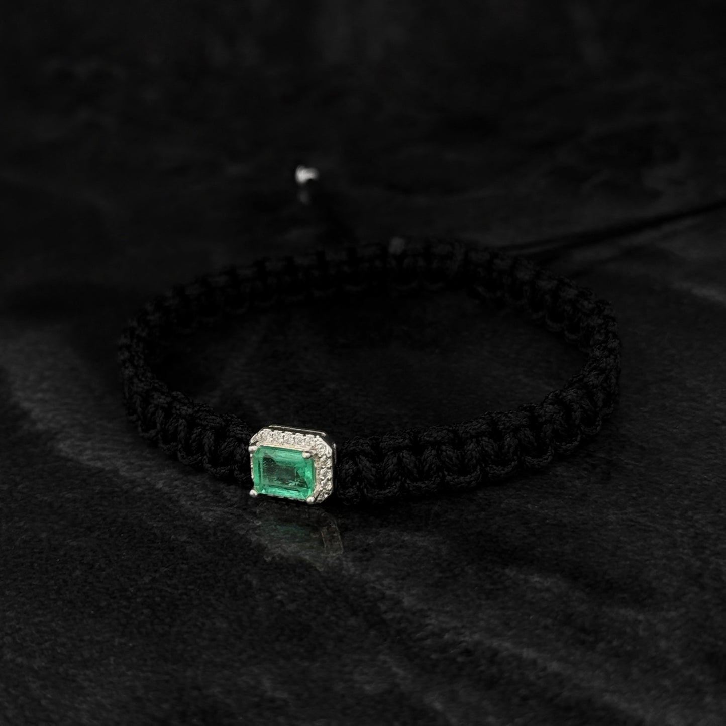 Pulsera Tejida de Lujo / Esmeralda Colombiana / Plata 925