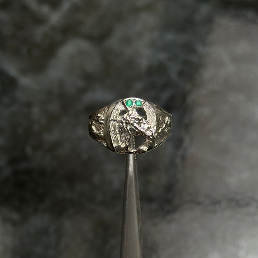 Anillo Herradura Caballo - Esmeralda / Plata 925