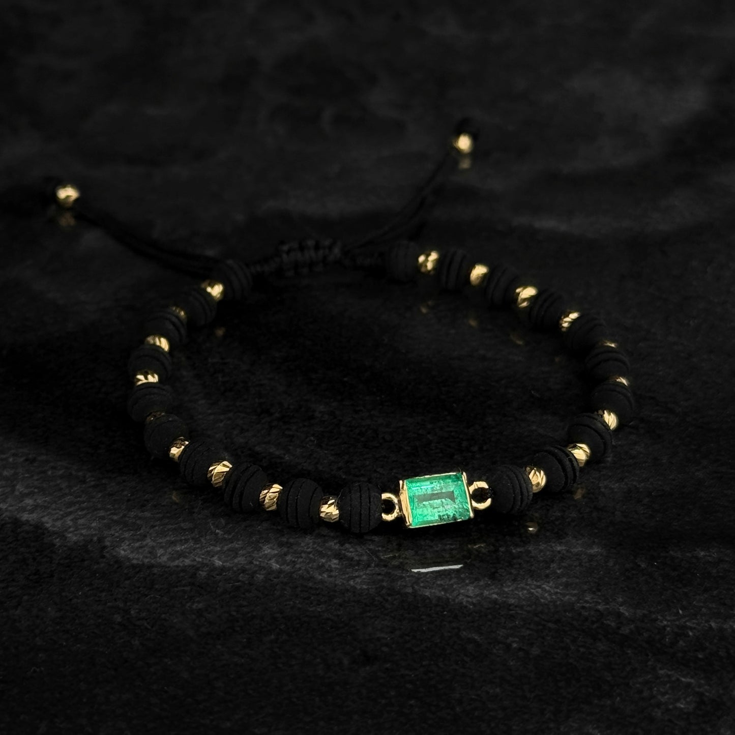 Pulsera Tejida Exclusiva / Esmeralda Colombiana / Oro 18K