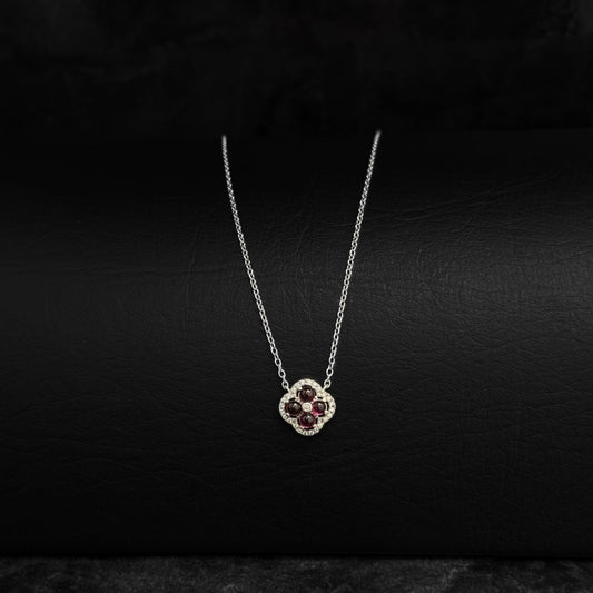 Cadena Veneciana / Dije Granates Cabujón / Plata 925