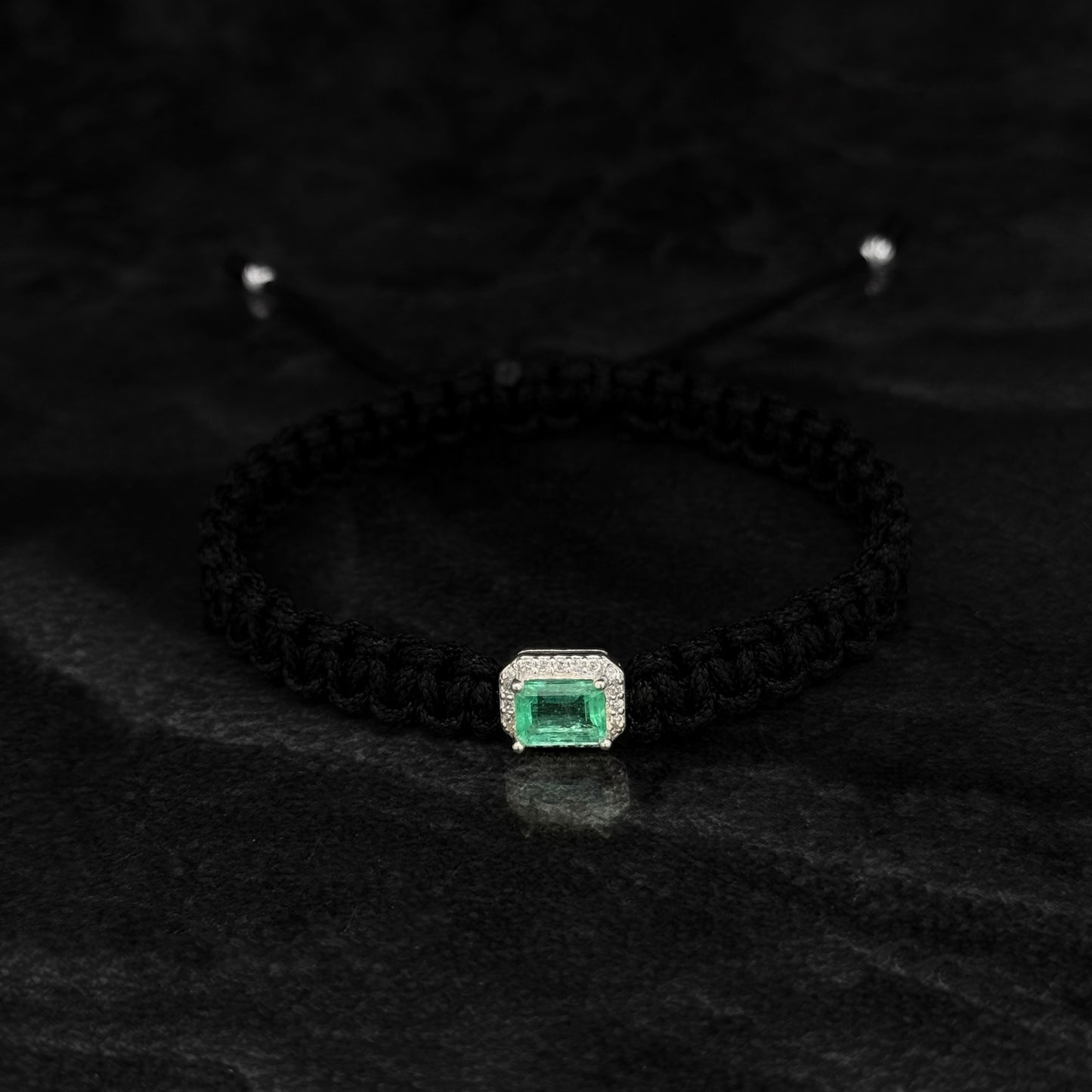 Pulsera Tejida de Lujo / Esmeralda Colombiana / Plata 925